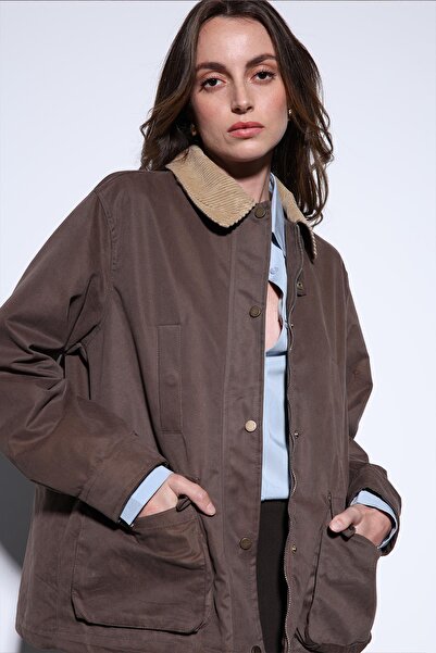Antioch Light Brown Contrast Collar Women's Jacket