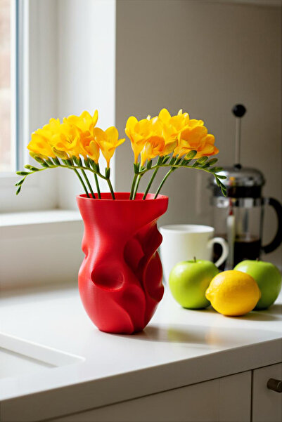 N NOXXO Copper Color Modern Design 3D Printed Decorative Vase - Organic Twisted Flower Vase