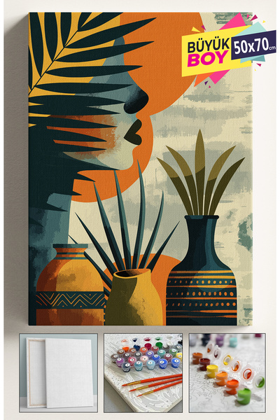 Corvo Sayılarla Boyama Seti Numaralı Tuval Fırça Boya Dahil Kasnaklı Set 50x7...