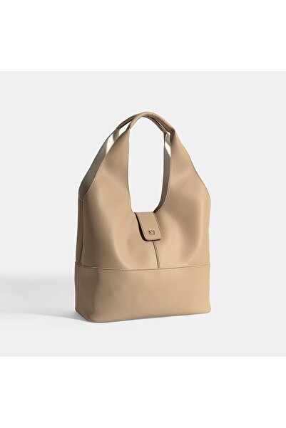 Desa Γυναικεία μπεζ τσάντα ώμου