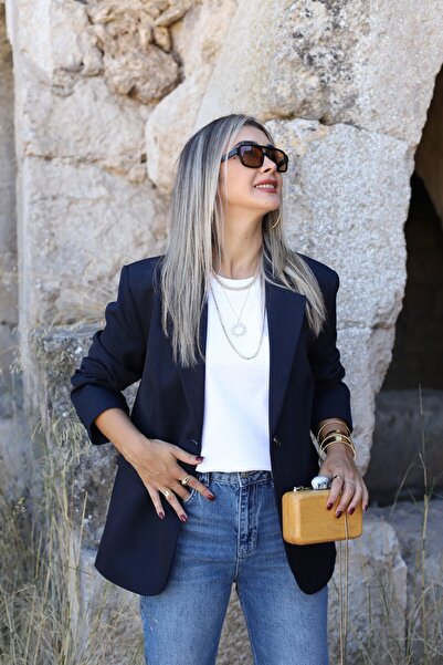 bytugcekaya Lacivert Üç Cepli Blazer Ceket