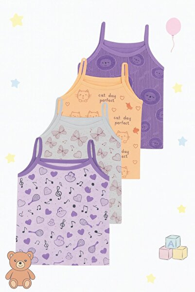 ExLove Pachet de 4 maiouri pentru fete - Bumbac moale și confortabil croială