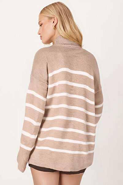 armonika Дамски пуловер с цип и райета ARM-25K069007