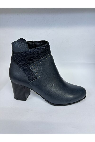 Mira Deri HAKİKİ DERİ LACİVERT 6 CM KALIN TOPUKLU KLASİK KADIN BOT LEGNANO