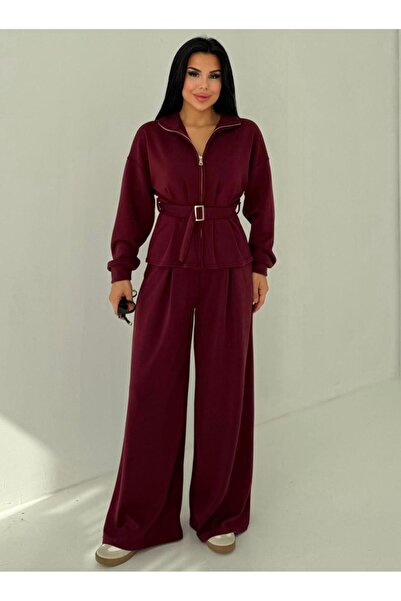 EGZOTİK ASORTİK Belted Suit with Pleated Detail on the Front