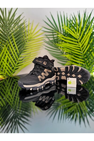 elma bebe Vlněné a kožešinové dětské unisex boty do deště, sněhu a zimy se zapínáním na suchý zip