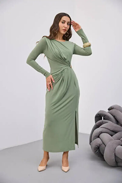 cemo Dress with Waist Tie Buckle