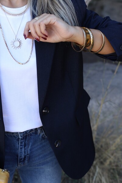 bytugcekaya Lacivert Üç Cepli Blazer Ceket