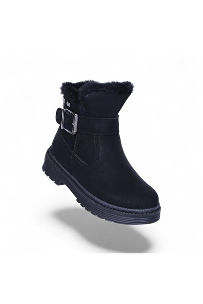 Skuaıter 24064 Cizme plate pentru fete Plct Nubuck negre