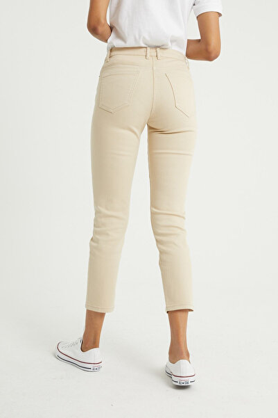 Geppetto A15054441 Cream High Waist Mom Comfort Slim Fit Jeans