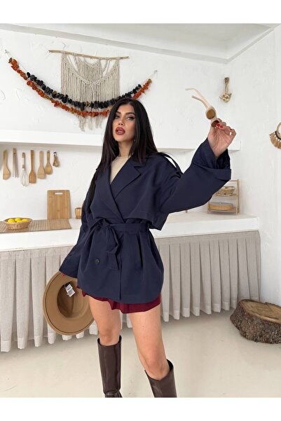 Bella Breeze Kadın Şık Kuşaklı Modern Tasarım ve Rahat Kesim Dış Giyim Trençkot