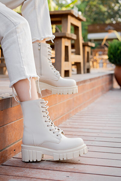 Freemax Su Geçirmez İçi Kürklü Fermuarlı Çok Hafif Dikişli Taban Garantili Kışlık Kadın Bej