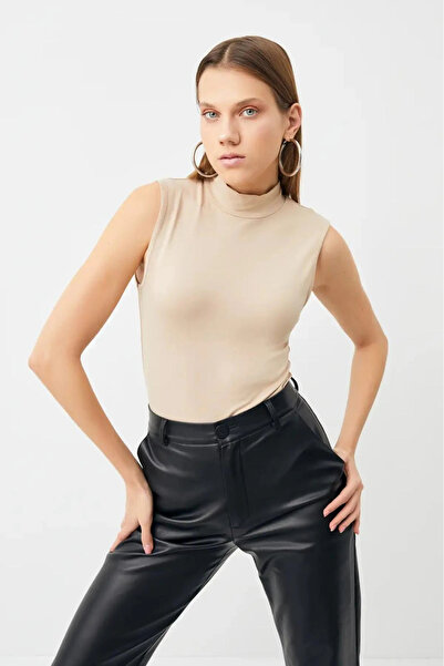 DEFNECE BOUTIQUE Combed Cotton Fabric High Neck Badi - Beige