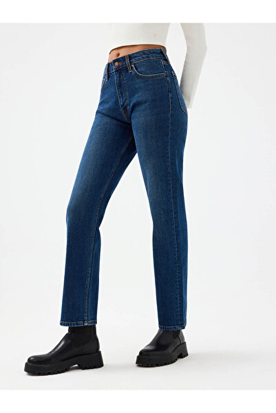 Loft Comfort Straight Comfort Fit Navy Blue Women's Jean Pants Lf2037063