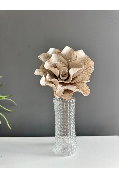 Luvienn Handmade Decorative Large Size Ecru Gold Crumpled Artificial Magnolia-Vase Flower