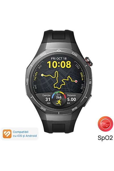 Huawei Ceas inteligent GT 5 Pro, 46 ​​mm, carcasă din titan opac, curea din f...