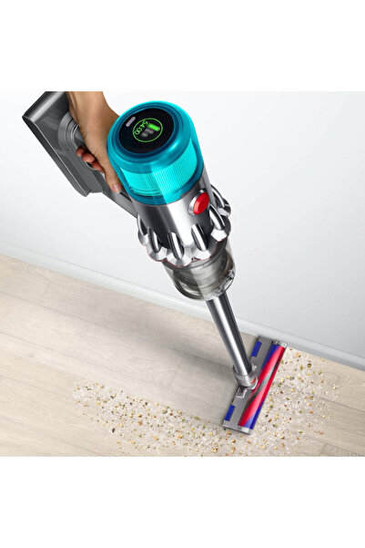 DYSON Aspirator vertical V12 Origin, 130W, 150AW, 0.35 l, 3 moduri, 60 min, LCD, Argintiu/Turcoaz