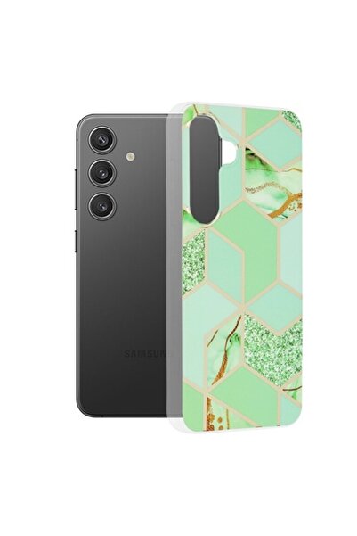 Fils Carcasă de protecție pentru Samsung Galaxy S24, seria Marble, Q44, plastic termorezistent, culoare Green Forest He