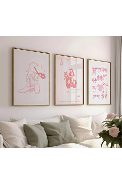 PAM STUDIO Cowgirl Western Tarz Poster Seti – 3’lü Modern Duvar Dekoru