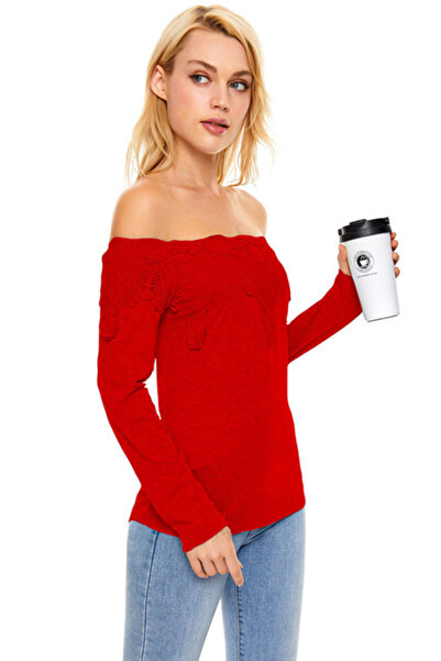 dorbe women’s off-shoulder long sleeve elegant special occasions red lace blouse top