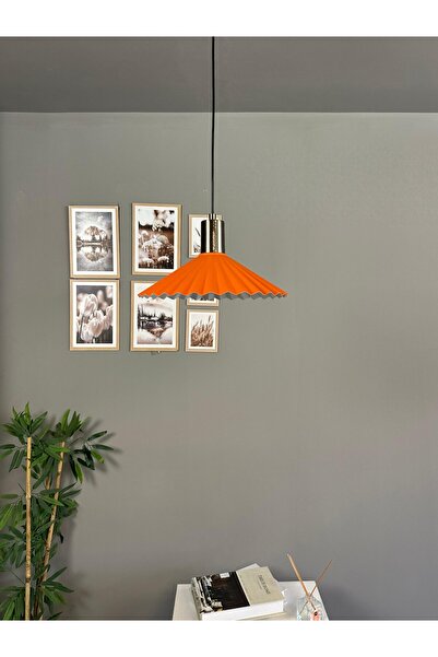 Bamyum Avilla Turuncu Metal Tekli Avize Kalın Eskitme Fener Kafa Rustik Mutfa...