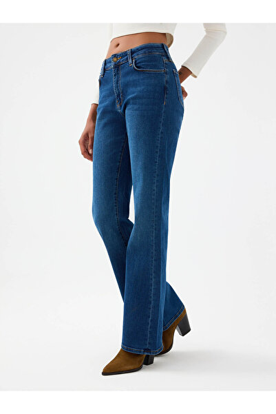 Loft Flare Slim Fit Navy Blue Women's Jean Pants Lf2040536