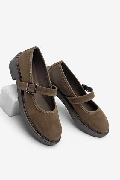 Marjin Дамски мокасини с каишка за ежедневно носене Norgi Coffee Suede