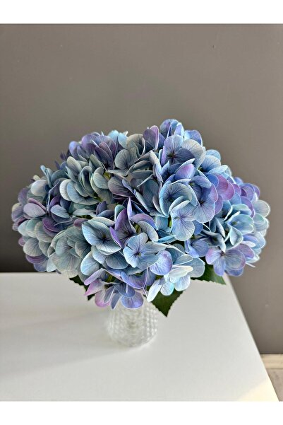 Luvienn Islak Dokulu Yapay Ortanca Çiçeği-Mavi Lila Ortanca Vazo Çiçeği