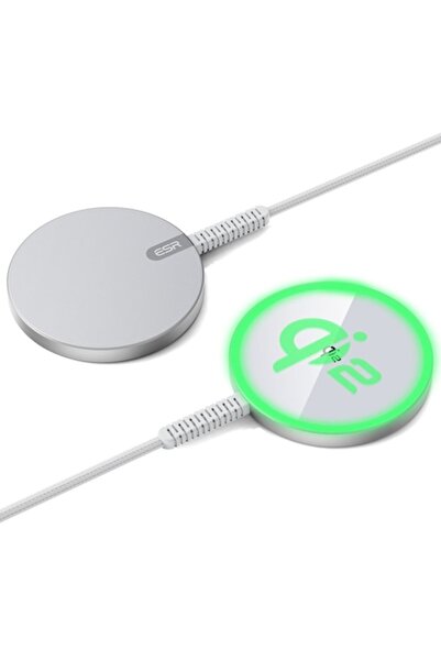 FİL Încărcător wireless compatibil MagSafe, D72, aluminiu, argintiu