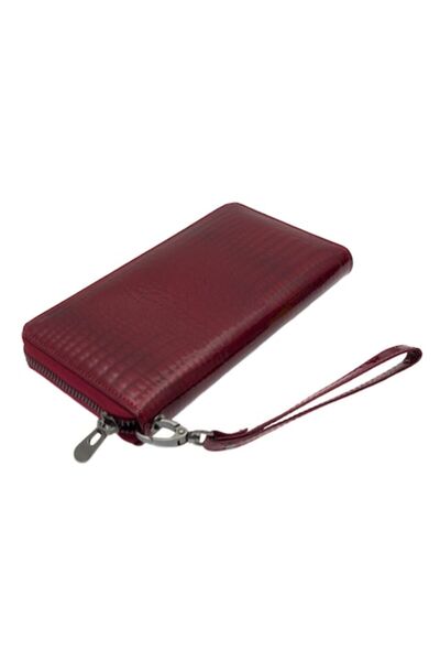Tita Women's Wallet, Lacquered Leather, Alligator Pattern, Detachable Strap, Tita, Red - PR374