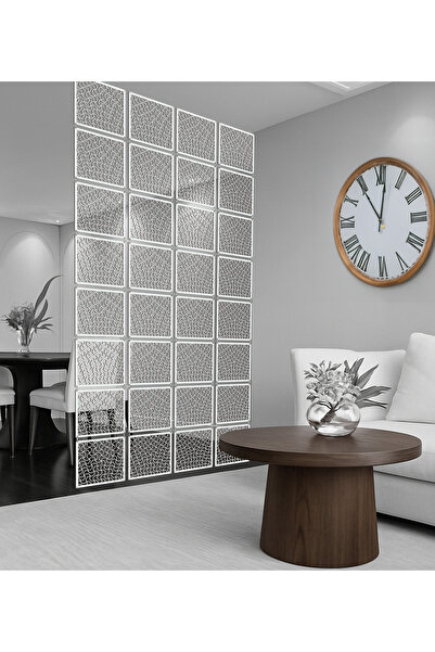 WOODDOOM Çizgiler Lazer Kesim Paravan, Ahşap Seperatör, Panel Levha Seti Deko...