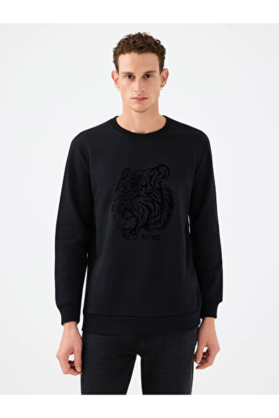 Loft Hanorac negru pentru bărbați cu croială normală Lf2041394