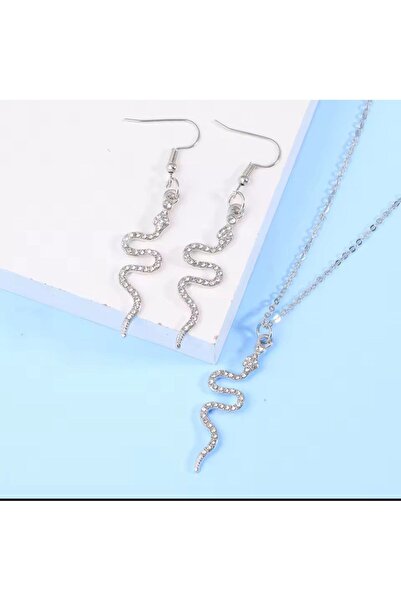 Shiklik طقم مجوهرات نسائي مكون من قطعتين على شكل ثعبان حجري