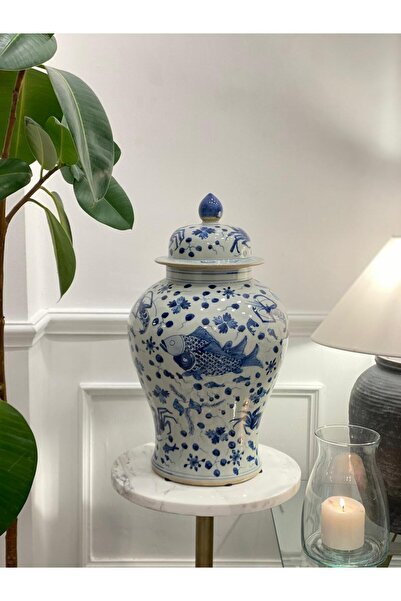 Dekordan House Bleu Blanc İthal Porselen Küp (48x27cm)