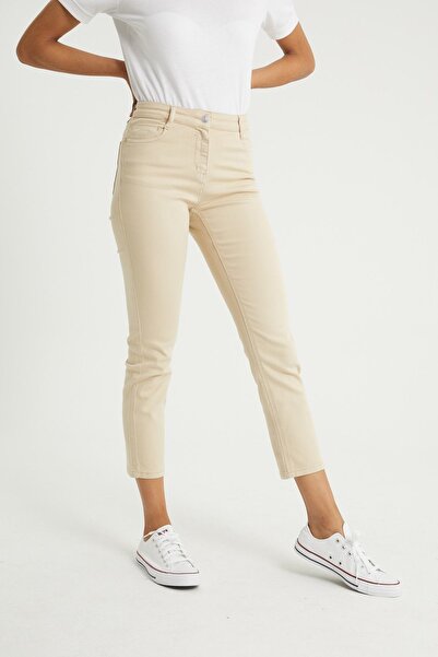 Geppetto A15054441 Cream High Waist Mom Comfort Slim Fit Jeans