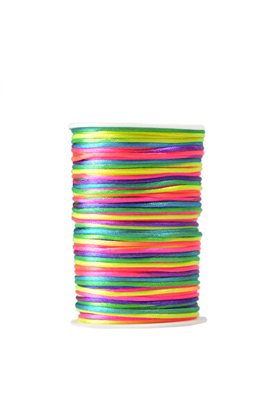 Prestij Boncuk Floş İp - Takı İpi - Sıçan Kuyruğu İp - Bileklik İpi 3 mm Karışık Renkli