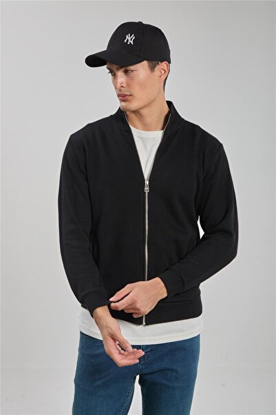 BARRELS AND OIL سويت شيرت سالونيك للرجال بسحاب - أسود