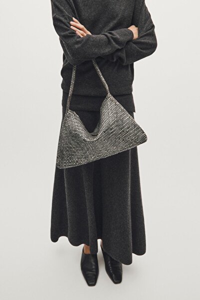 Massimo Dutti Büyük örgü napa deri kol çantası