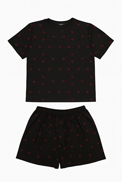HAKKE Cherry Patterned T-Shirt Shorts Set