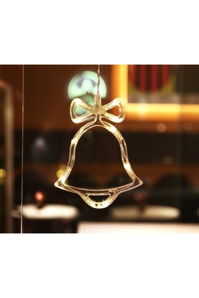 Bibilel Christmas Light Decoration in the Shape of a Bell 15x18 cm, with Suction Cup, Warm White,