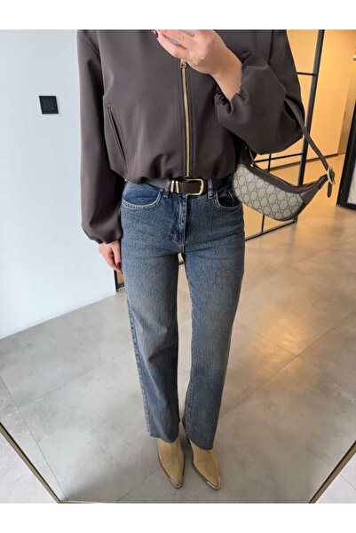 BB Bensu Buyruk KESİK PAÇA KAHVE YIKAMALI STRAİGHT JEAN