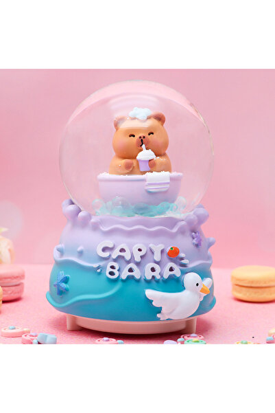 Livava Capybara Büyük Boy Kar Küresi Işıklı, Müzikli, Püskürtmeli, Mavi, 16X12