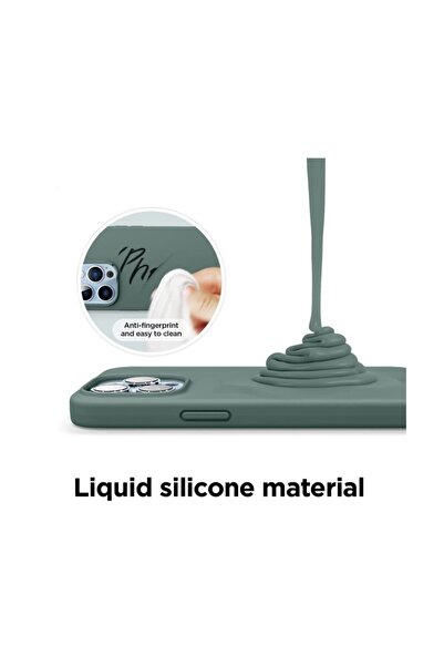 Flippy Case for iPhone 14 Plus Flippy, Liquid Silicone, Microfiber, Shockproof, Dark Green, Dark Green