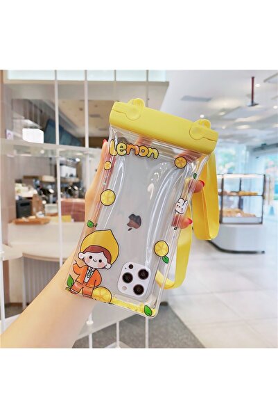 Universal Fruity Waterproof Flippy Underwater Case, Snowproof, Universal, with Lanyard, Lemon Boy, Yellow