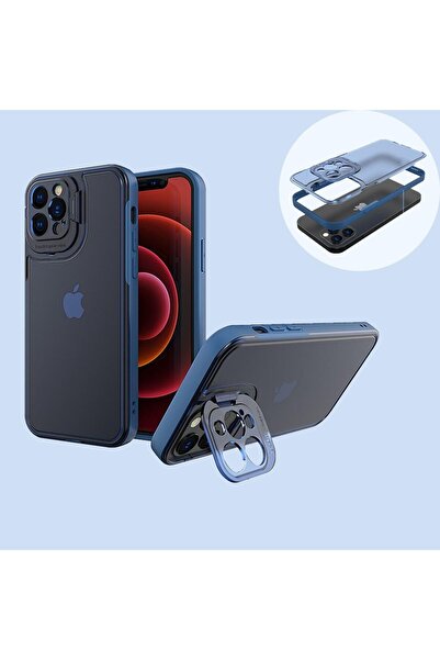 Flippy Husa protectie pentru iPhone 14 Plus, Flippy, Bracket series cu suport si protectie camera, Albastru