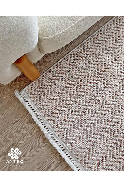 AYTEO HALI ARDEN 1110 Taba Silinebilir, Robot Süpürgeye Uygun, İskandinav Bukle Halı