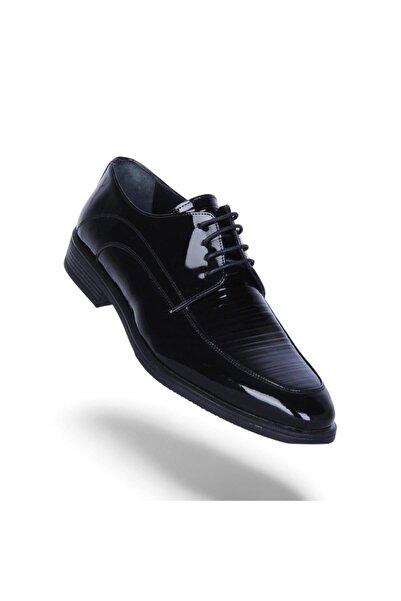 Censay 426 Pantofi clasici pentru bărbați din piele neagră din cauciuc %piele