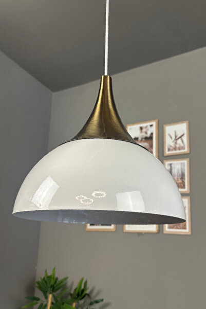 Bamyum Yimpi Beyaz Avize Tekli Sarkıt Eskitme Kubbe Başlık Salon Mutfak Kuaför Dekoratif Aydınlatma