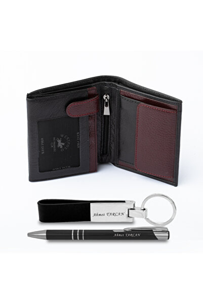 Westpolo West Polo Hakiki Deri Erkek Cüzdan İsme Özel Kalem ve Anahtarlık Hed...