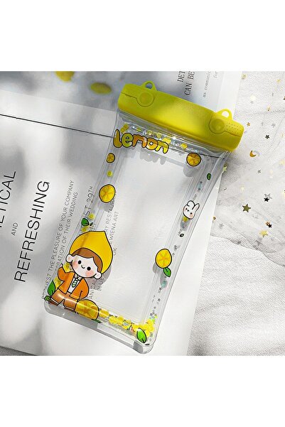 Universal Fruity Waterproof Flippy Underwater Case, Snowproof, Universal, with Lanyard, Lemon Boy, Yellow